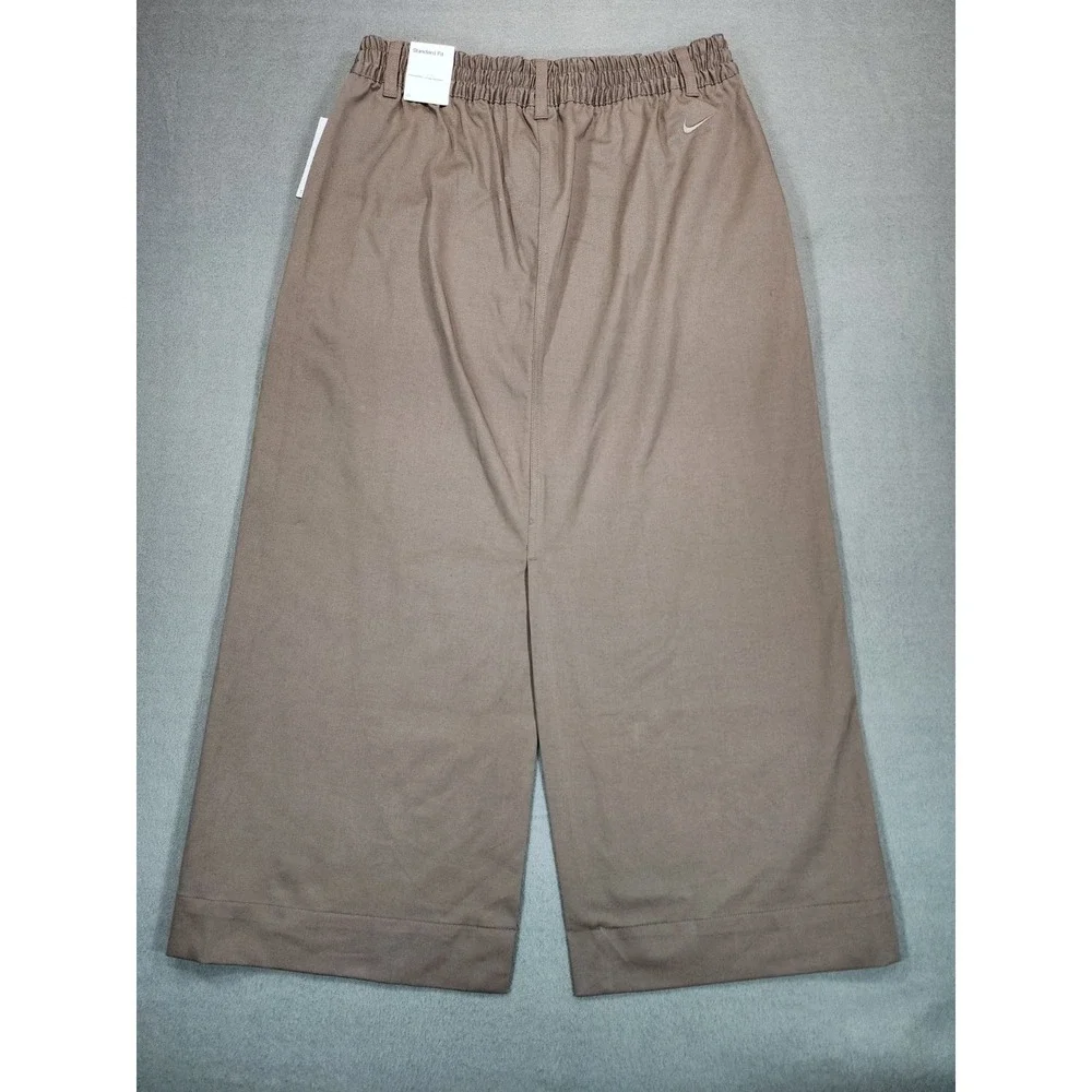 Nike Sportswear Essential Twill Maxi Skirt Brown Size Medium Elastic Waistband